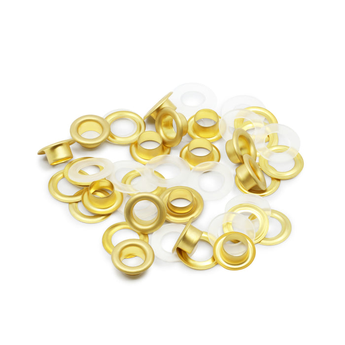 1/4" 2-Part Eyelets, 15 Sets, Matte Gold