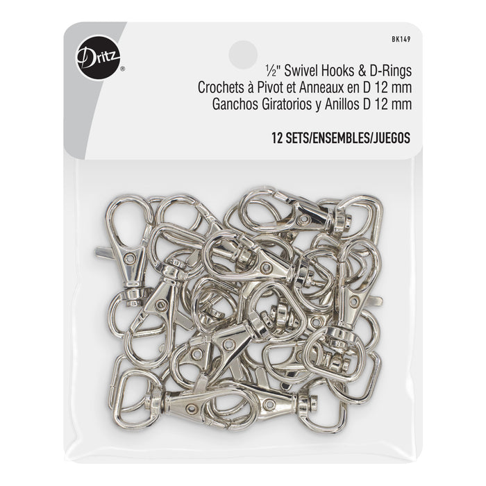 1/2 Swivel Hooks & D-Rings, Nickel, 12 Sets — Prym Consumer USA Inc.