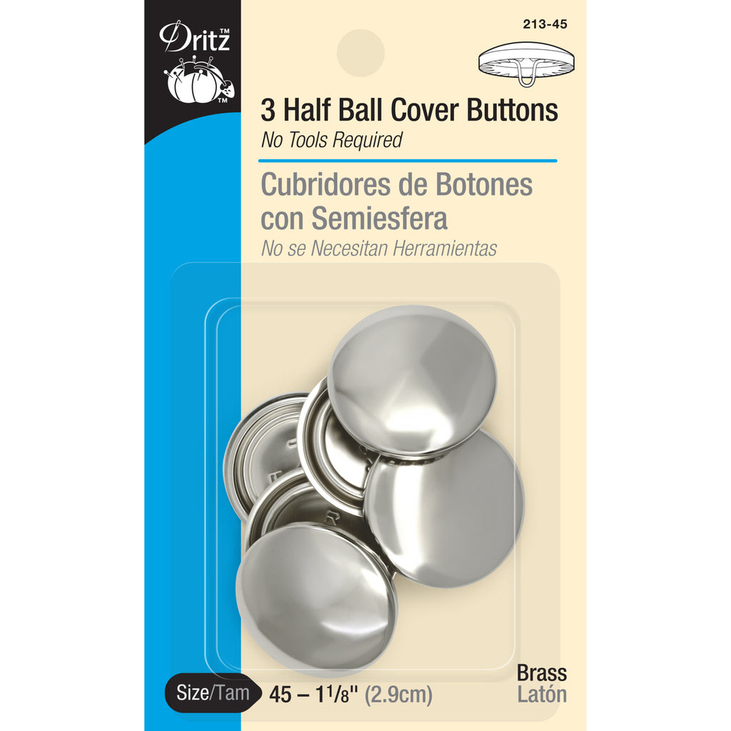 1-1/8 Half Ball Cover Buttons, 3 pc, Nickel — Prym Consumer USA Inc.