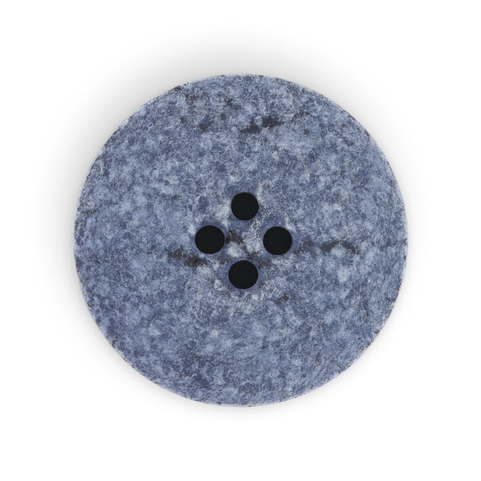 Recycled Cotton Round Stitch Button, 25mm, Blue, 2 pc