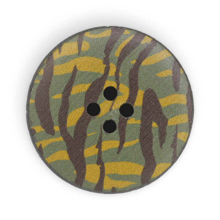 Recycled Leather Round Button, 30mm, Multicolor Print