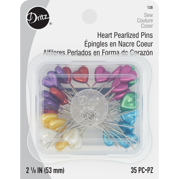 2-1/8" Heart Pearlized Pins, Assorted, 35 pc