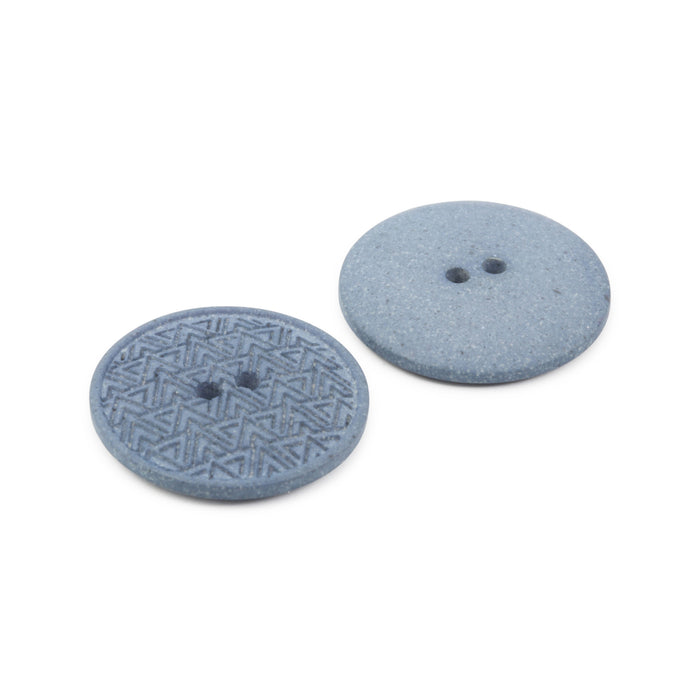 Recycled Hemp Geometric Round Button, 20mm, Light Blue, 3 pc
