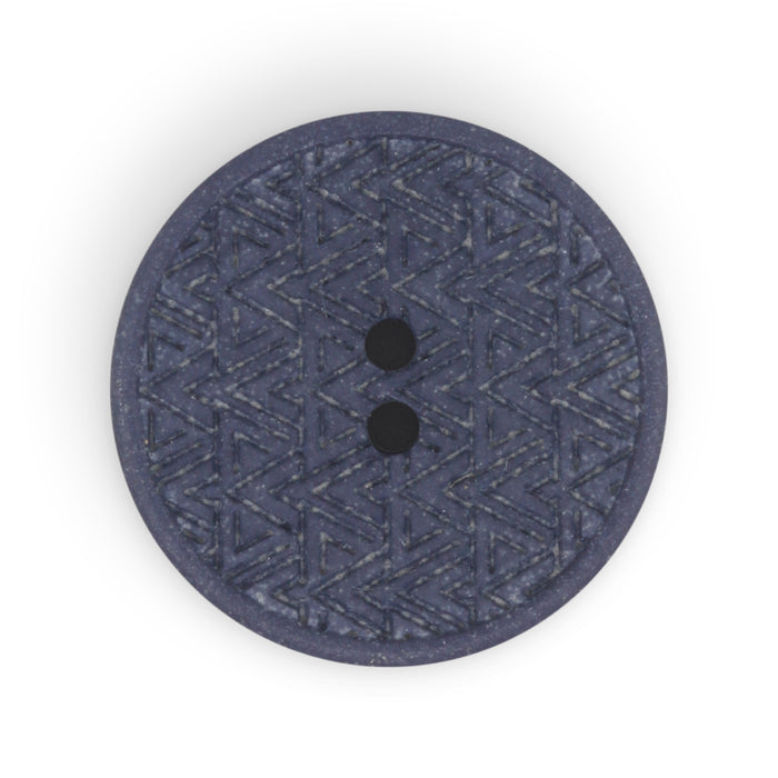 Recycled Hemp Geometric Round Button, 20mm, Dark Blue, 3 pc