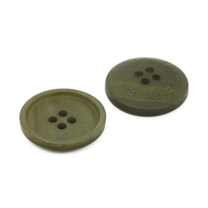 Recycled Paper Round Button, 23mm, Dark Olive, 2 pc