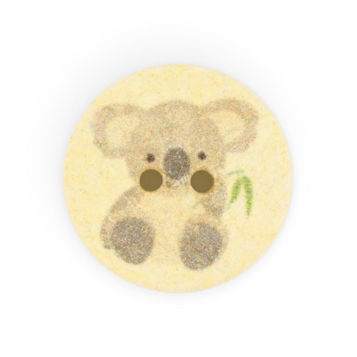 Recycled Cotton Koala Button, 18mm, Yellow, 3 pc