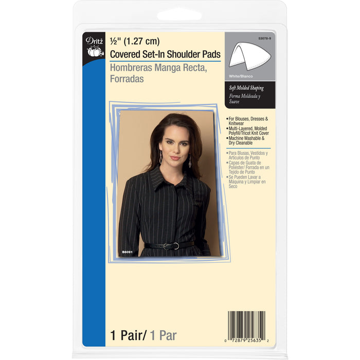 1/2" Covered Set-In Shoulder Pads, White