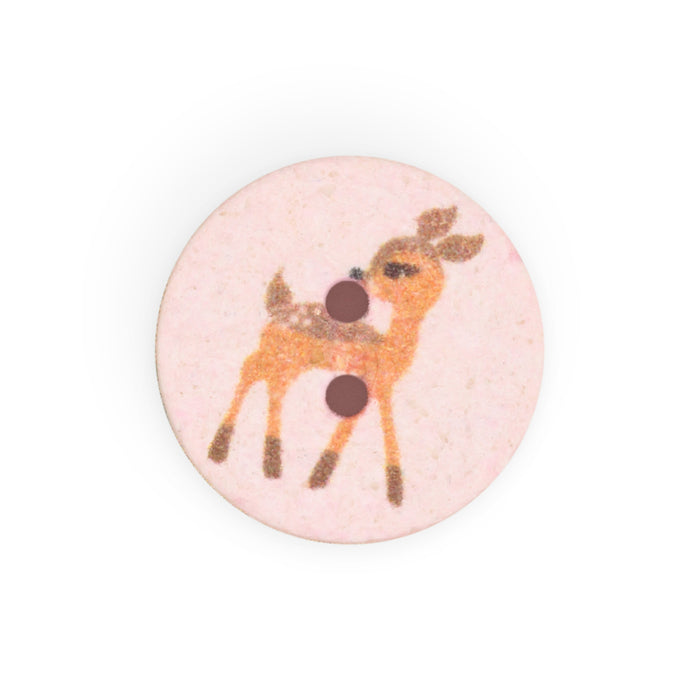 Recycled Cotton Deer Button, 15mm, Light Pink, 3 pc