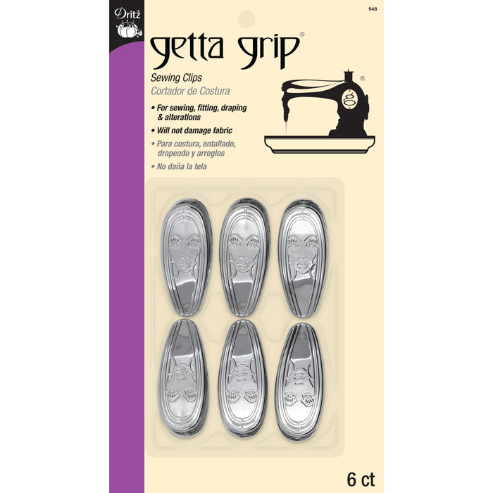 Getta Grip Sewing Clips, Silver, 6 pc