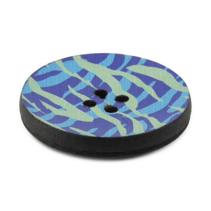 Recycled Leather Round Button, 30mm, Multicolor Print