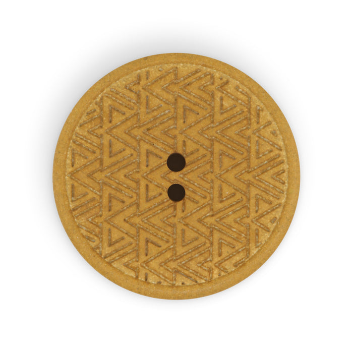 Recycled Hemp Geometric Round Button, 28mm, Mustard