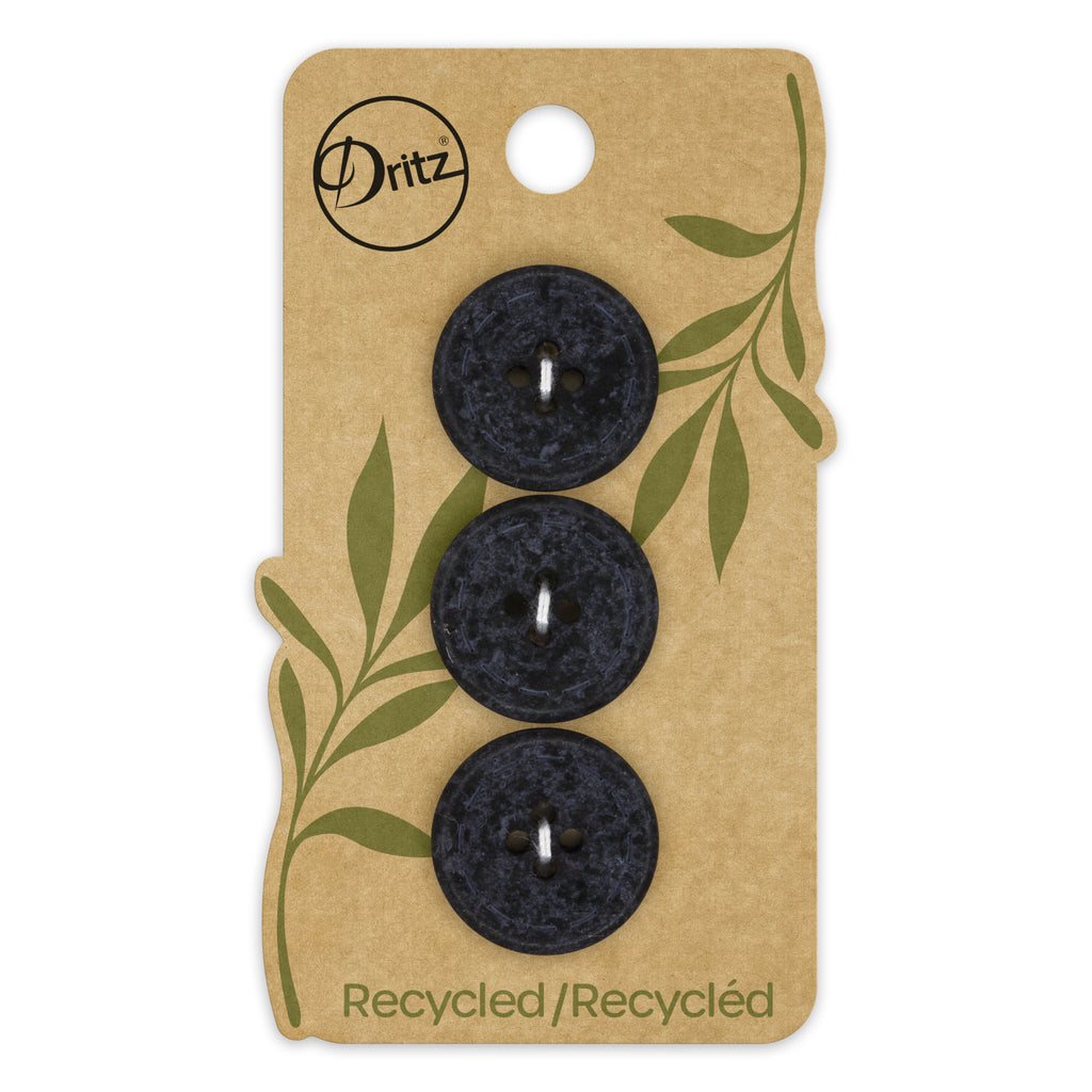 Dritz Recycled Cotton Round Stitch Button, 30mm, 3 Buttons