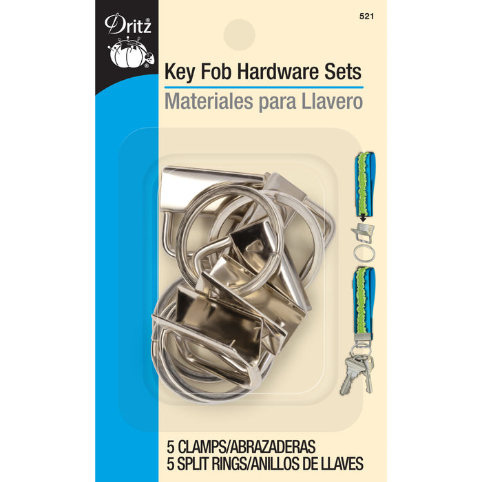 1" Key Fob Hardware Set - Bonus Pack, Nickel, 5 Sets