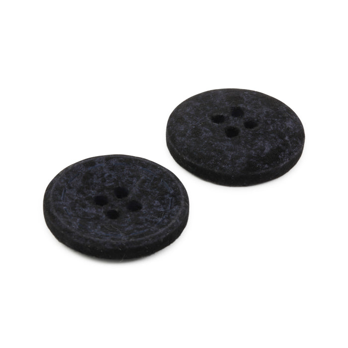 Recycled Cotton Round Stitch Button, 20mm, Black, 3 pc