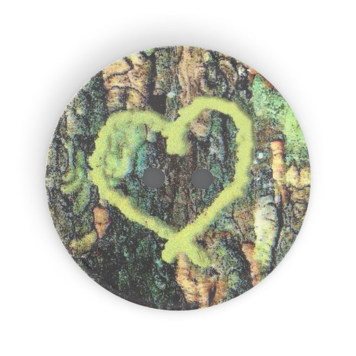 Sustainable Coconut Round Heart Button, 30mm, Light Green