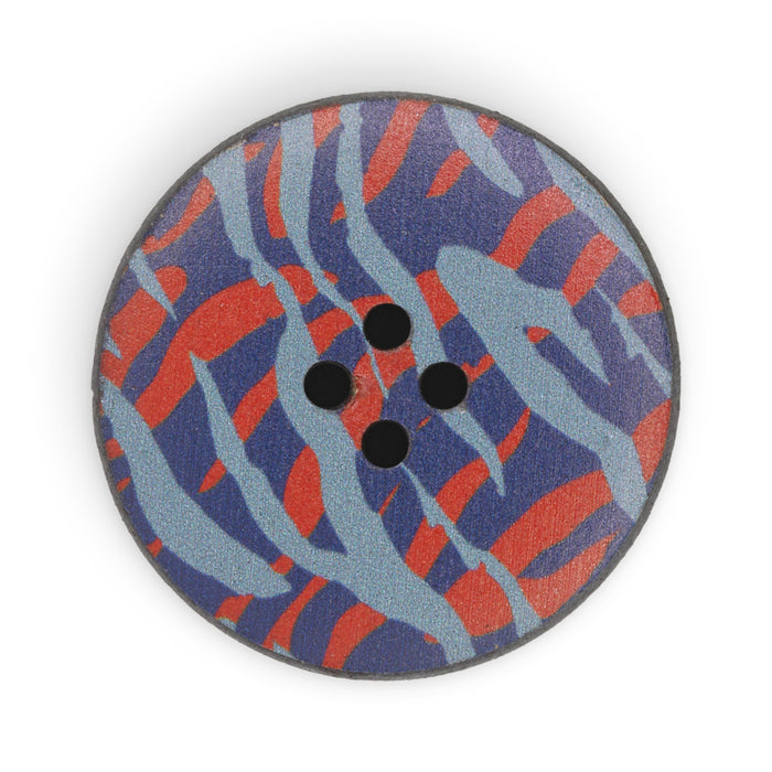 Recycled Leather Round Button, 30mm, Multicolor Print