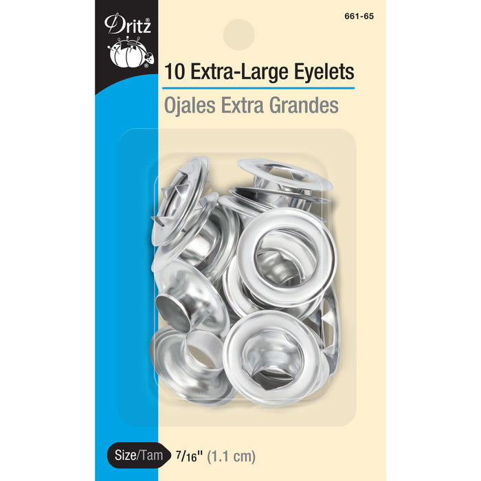 7/16" Extra-Large Eyelets, 10 Sets, Nickel