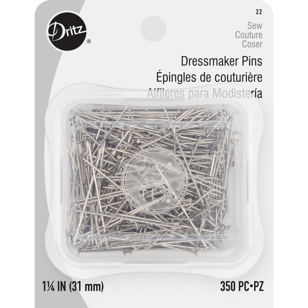 Dritz 1-1/4” Brass Dressmaker Pins, Nickel, 200 pc by Dritz
