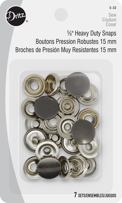 5/8" Heavy Duty Snaps, 7 Sets, Gunmetal