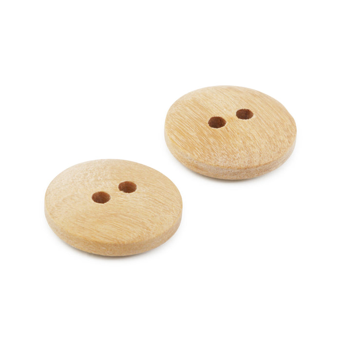 Sustainable Wood Round Button, 15mm, Beige, 4 pc