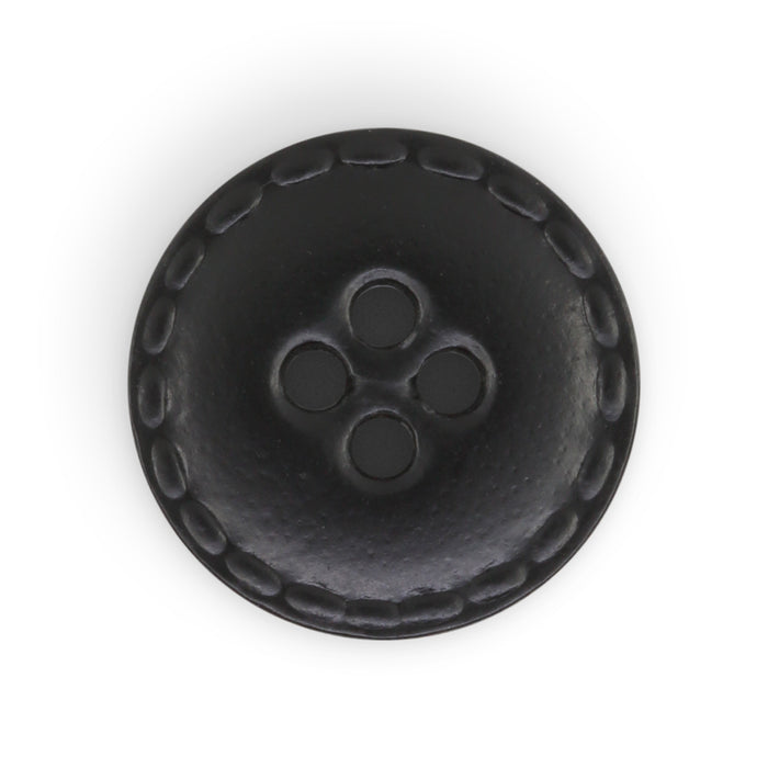 Recycled Leather Round Button, 18mm, Black, 2 pc