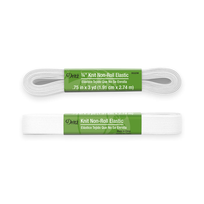 3/4" Knit Non-Roll Elastic, White, 3 yd