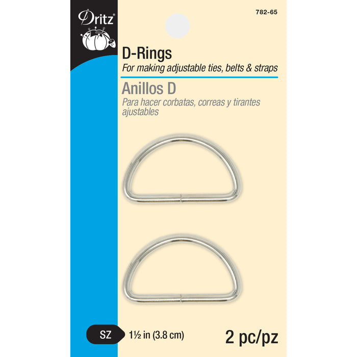 1-1/2" D-Rings, Silver, 2 pc