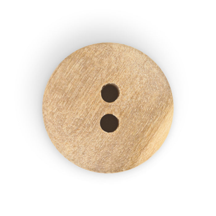 Sustainable Wood Round Button, 15mm, Beige, 4 pc