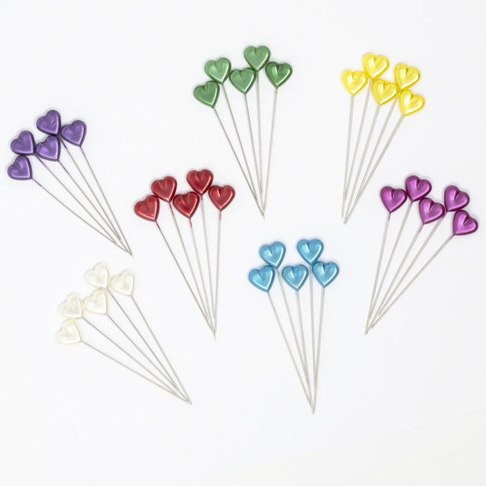 2-1/8" Heart Pearlized Pins, Assorted, 35 pc