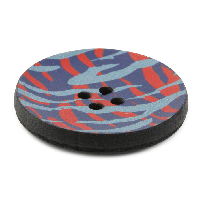 Recycled Leather Round Button, 30mm, Multicolor Print