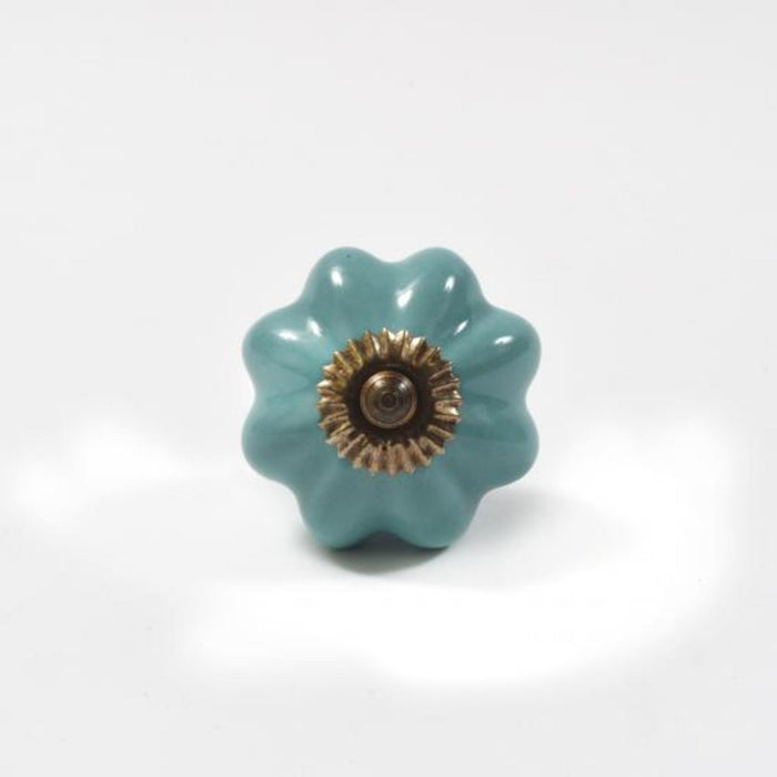 Ceramic Scallop Knob, Turquoise