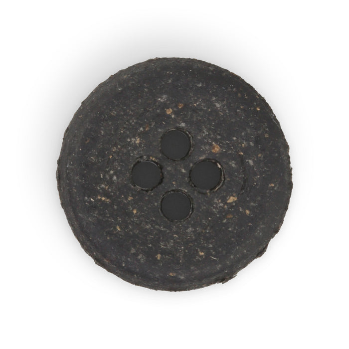 Recycled Leather Round Button, 18mm, Black, 2 pc