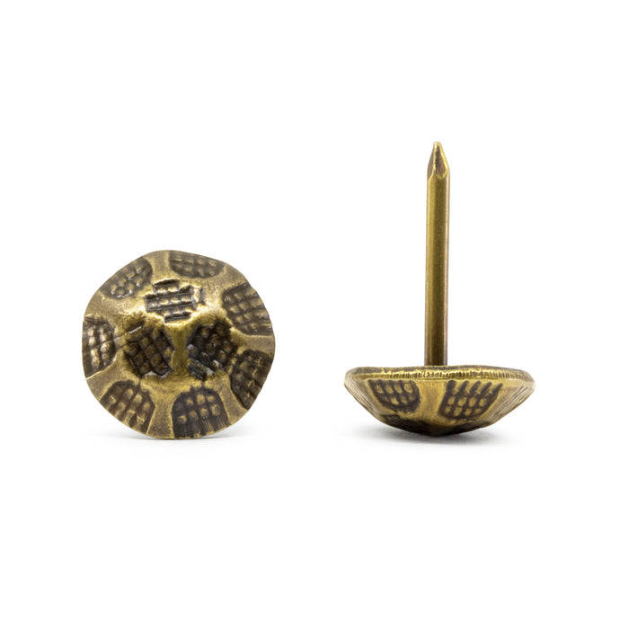 7/16" Textured Decorative Nails, Antique Brass, 300 pc