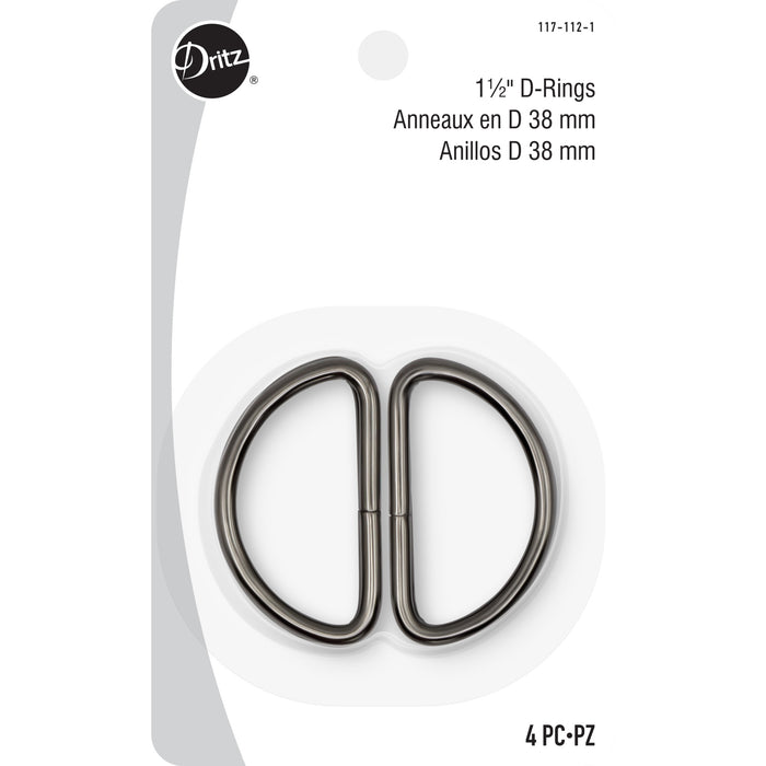 1-1/2" D-Rings, Black, 4 pc