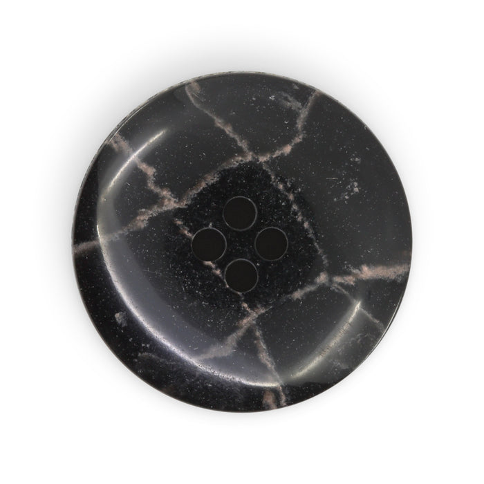 Recycled Polyester Round Button, 28mm, Black