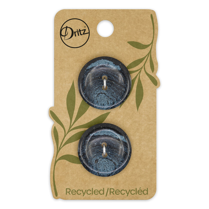 Recycled Hemp Round Button, 25mm, Dark Blue, 2 pc